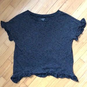 Loft Black and White Striped Blouse